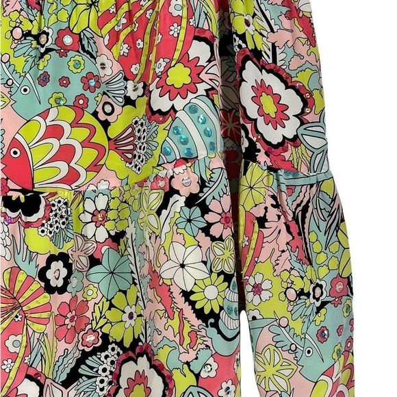 NANETTE Lepore Womens Sz 6 Step Into Silk Embellished Lined Skirt Back Zip - Picture 3 of 6